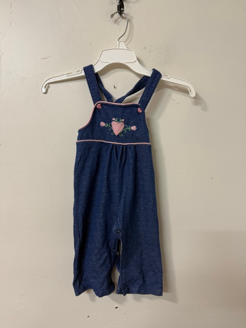 Carter's Navy Overalls with Pink Heart Embroidery 80’s 90’s